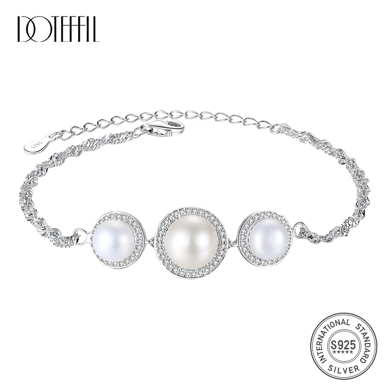 Женский браслет из серебра 925 пробы с натуральным пресноводным жемчугом |