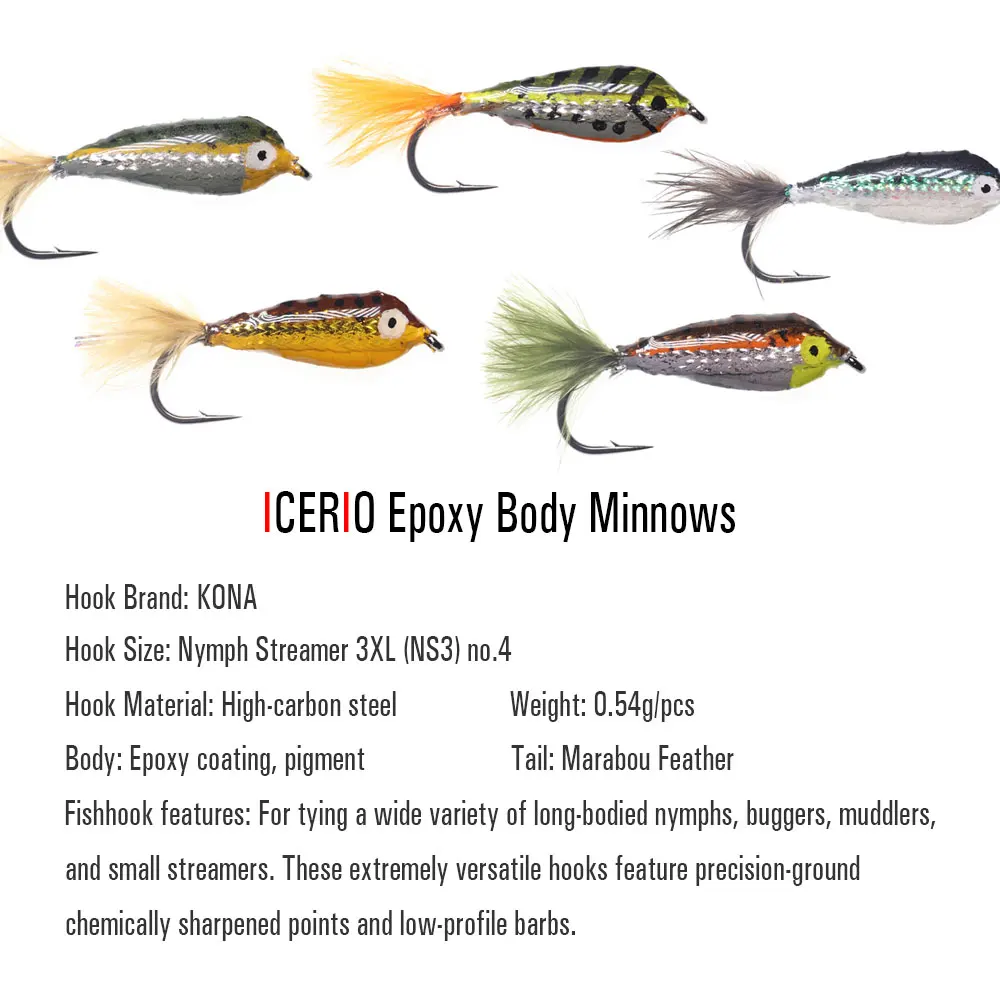 Fly Fishing EPOXY MINNOWS ORANGE x8 Flies for trout chub perch pike fishing #129 