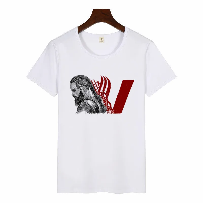 P1909C-white Новейшие дизайнерские футболки KING Ragnar Lothbrok Vikings Женская майка с коротким рукавом повседневные футболки топ с круглым вырезом Футболка - Цвет: P1909C-white