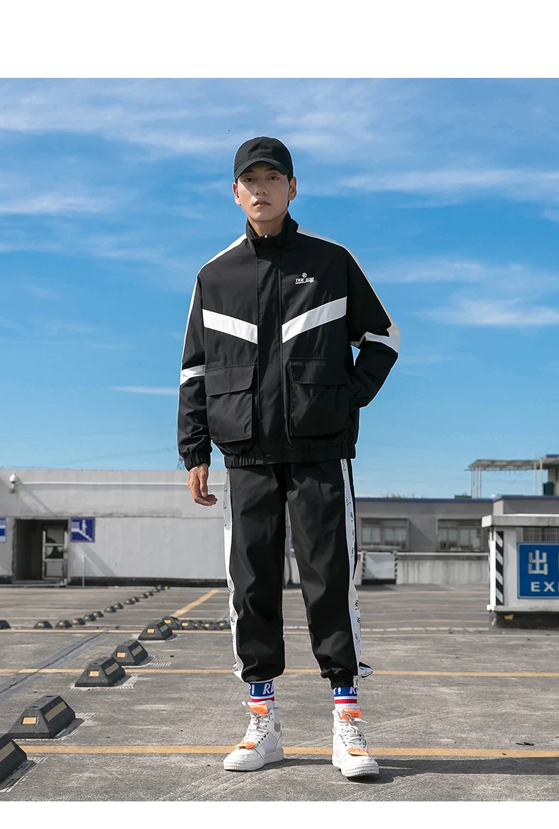 Куртка+ брюки с несколькими карманами, 2 предмета, Ropa Deportiva Hombre Moda Survete, мужской осенний спортивный костюм для мужчин, комплект из двух предметов