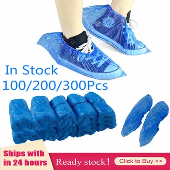 

100-1000PCS Hot sale Waterproof Anti Slip Boot Dust Rain Covers Plastic Disposable Shoe Covers Overshoes Safety Dropshipping