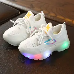 Детская обувь для маленьких мальчиков и девочек; дышащая сетчатая светящаяся спортивная обувь для бега; кроссовки для малышей; Tenis Infantil Zapatos