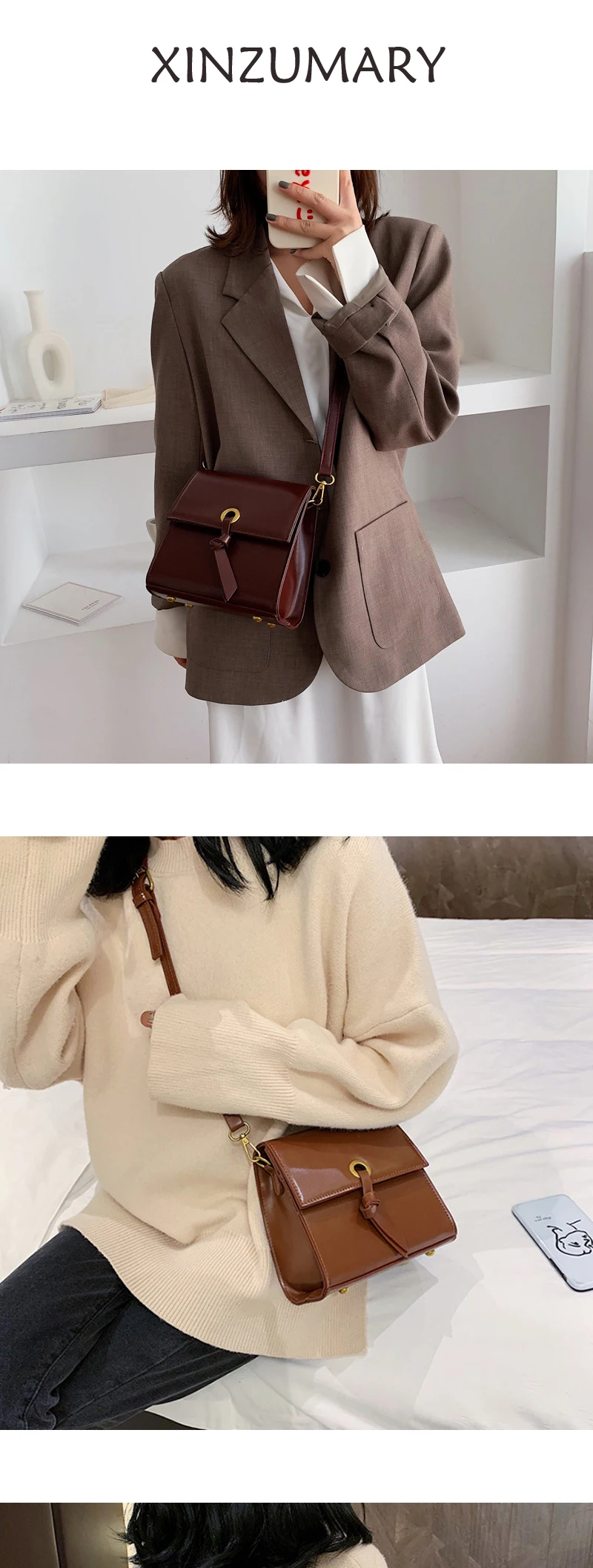 Autumn Winter New Solid Handbag Wave Fashion Elegant Large Capacity Handbag Women Wild Retro Portable Small Square Bag Lady