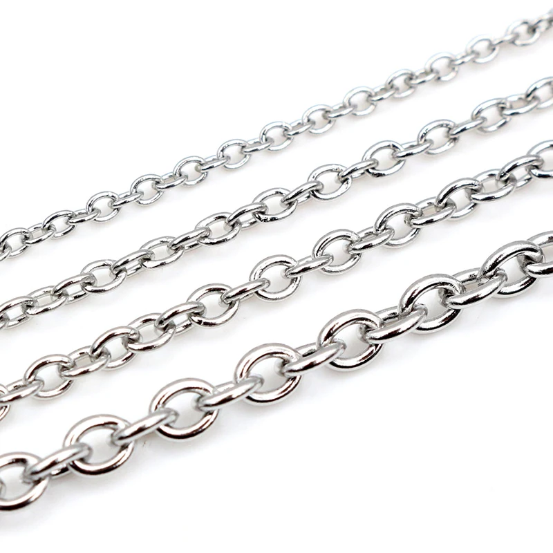 5 Meters/Lot Never Fade Stainless Steel Cross Necklace Chains Bulk For DIY Jewelry Findings Making Materials Handmade Supplies
