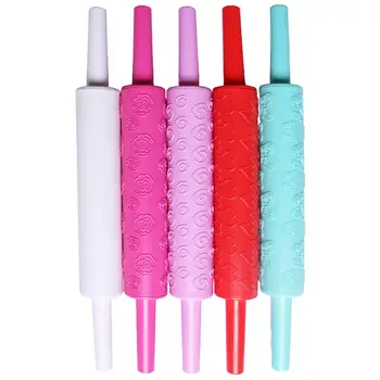 

Plastic Flower Heart Embossing Rolling Pin DIY Cookies Fondant Cake Roller Craft Portable Embossed Dough Rolling Baking Tools