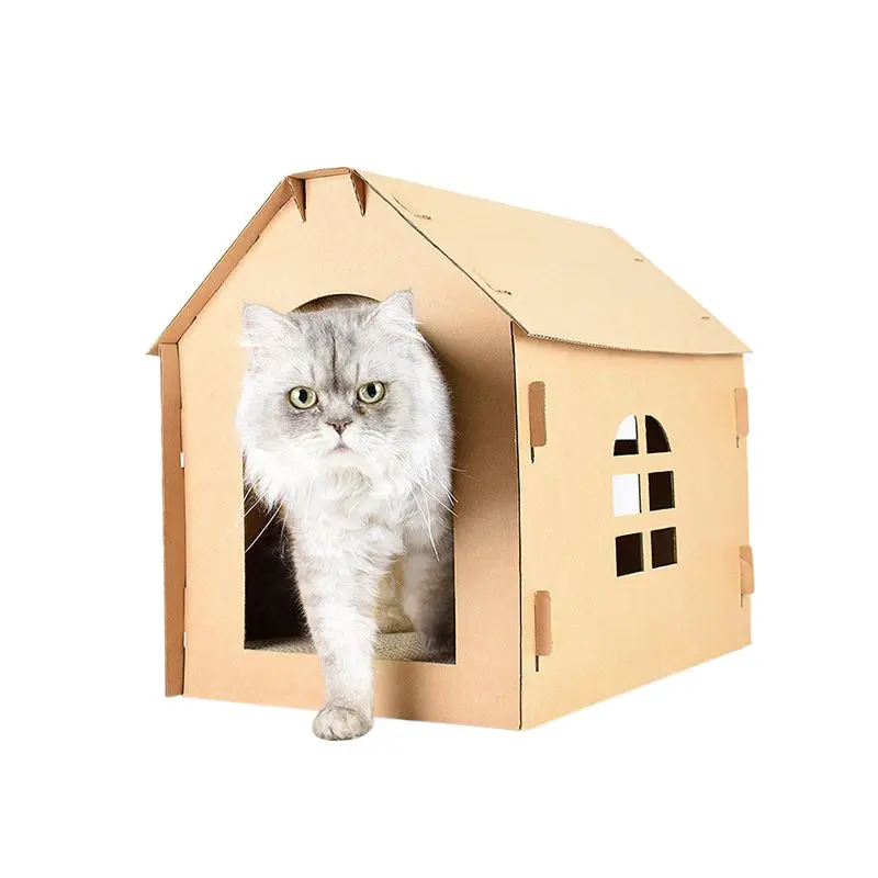 

Pet Cute Cat House Corrugated Paper Cat Scratching Board Folding House Kitten Cage Cat Toy Pet Supply