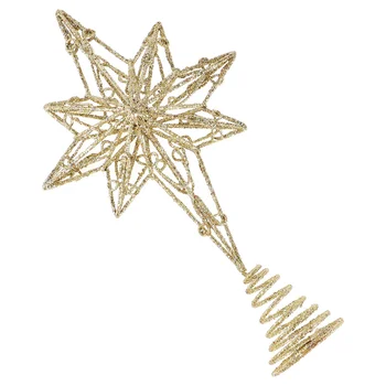 

Anise Star Tree Topper Golden Star Christmas Holiday Tree Topper Iron Star Festival Treetop Decor for Home Party (Golden, 16x30c