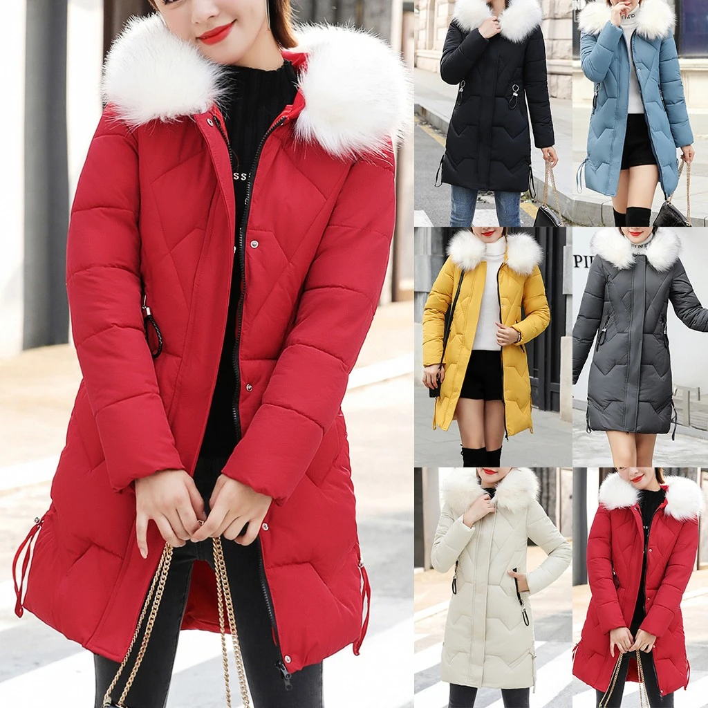 JAYCOSIN New Arrival Coats Parka Fashion Slim Women Winter Hooded Warm Coat Plus Size Thick Fur Cotton Padded Jacket Femal 924