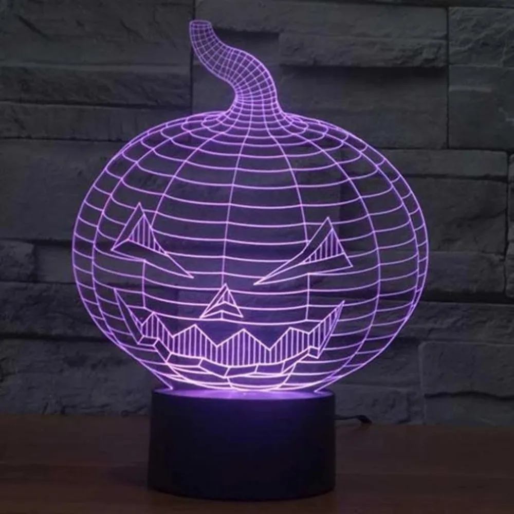 Хэллоуин Тыква 3d настольная лампа красочные стерео Акриловые 3D ночник Touch Luminaria De Mesa Usb 3d настольные лампы