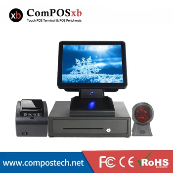 

Full-featured POS system15 inch capacitive screen POS terminal with 80mm Printer/410 Cash drawer/1D scanner for supermarket