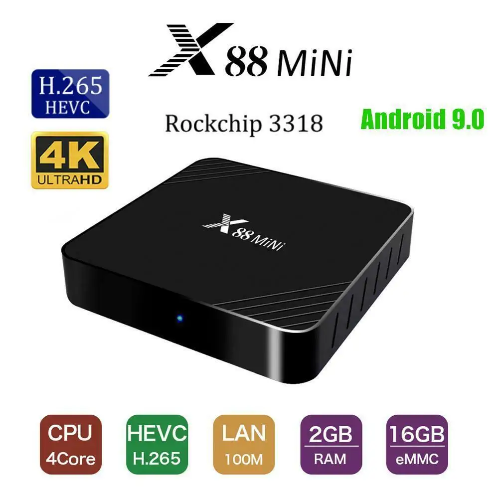 Телеприставка мини сетевой плеер RK3318 4K HD сетевая телеприставка 2G/16G для Android 9,0 ТВ приемник сигнала