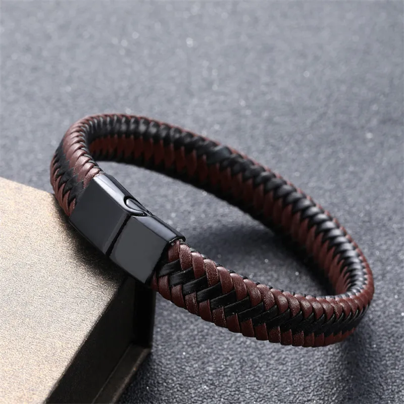 Новинка Pulseira Masculina Pulseira Feminina 20,5 см плетеные браслеты из натуральной кожи для браслета и браслета модные мужские ювелирные изделия