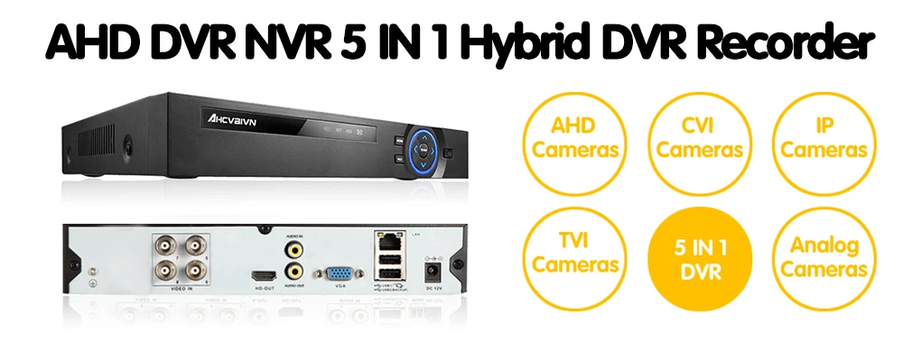 H.265 1080P 4MP 5MP 5in1AHD CVI TVI CVBS 4CH CCTV DVR NVR рекордер Поддержка обнаружения движения электронная почта Alart мобильный p2p просмотр