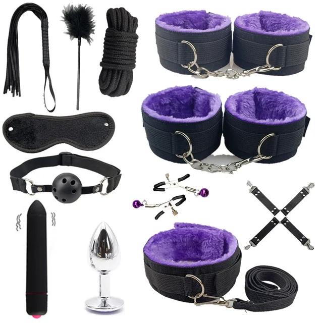 Sex Slave Fetish Sex Toys for Women BDSM Sex Bondage Kit Erotic Games Handcuffs Metal Anal Plug Vibrator Toys for Adult 1