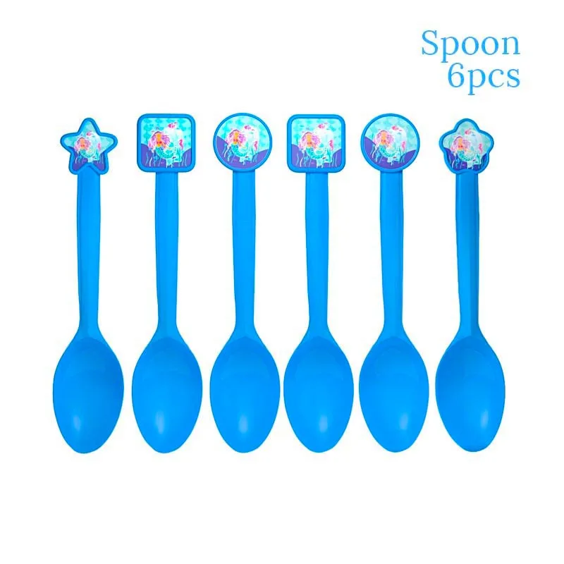 spoons С рисунком «маленькая русалочка» вечерние украшения Русалка баннер из воздушных шаров поставки Русалка сувениры для вечеринки ко дню рождения детская одежда на день рождения украшения для вечеринок - Цвет: spoons