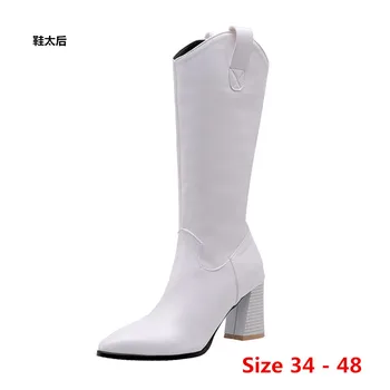 

High Heel Women Knee High Boots Sexy High Heels Autumn Woman Shoes Winter Women Long Boots Small Big Size 34 - 48