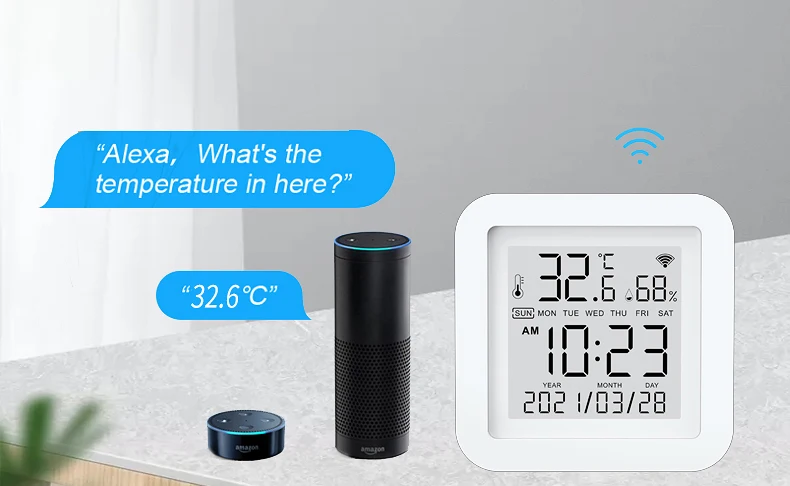und Feuchtigkeitsdetektor Für Alexa Google Assistant Details about   Tuya WIFI LCD Temperatur 