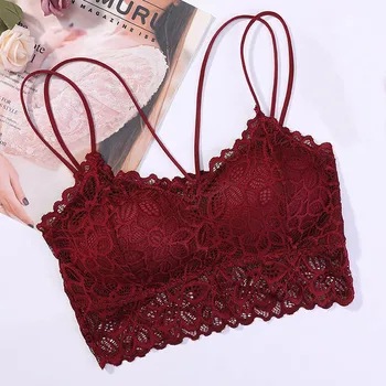 

Seamless Lace Flowers Bra Women Tube Tops Breathable Hollow Lingerie Underwear Sexy Wire Free Bra
