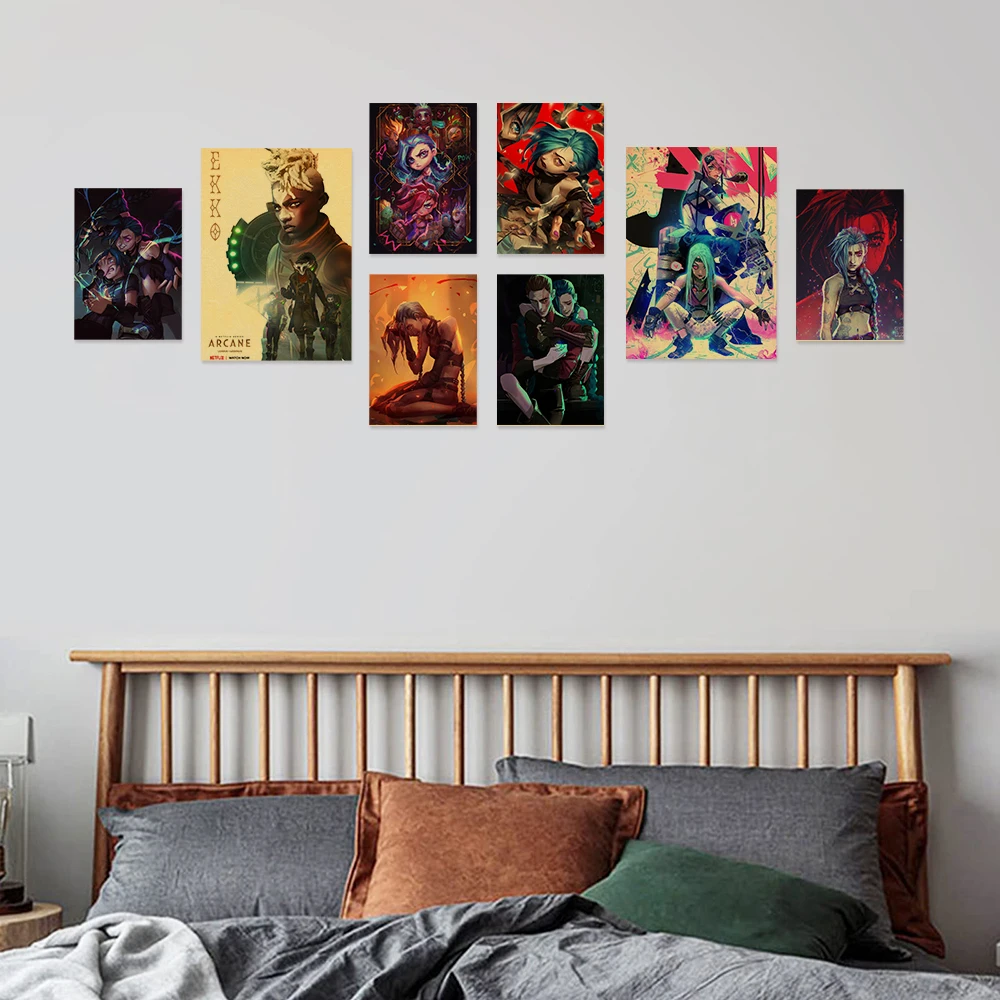 Popular TV Show Arcane Kraft Paper Poster Vi Viktor Jayce Jinx Home Decor Study Bedroom Bar Cafe Wall Paintings Stickers Posters