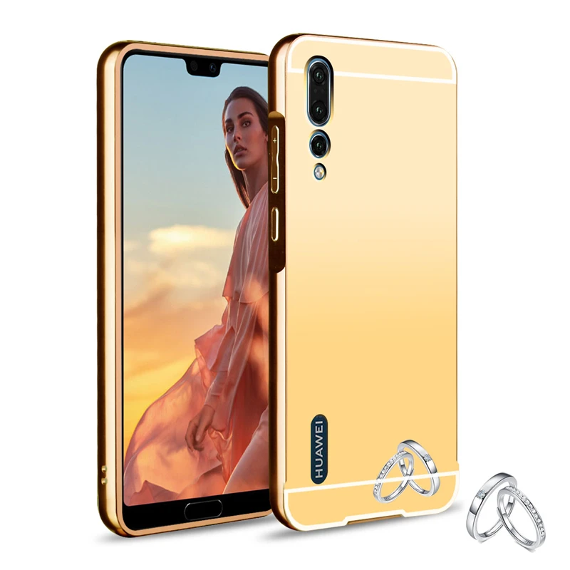 Для huawei P20 Pro Чехол Зеркальный Алюминиевый металлический бампер жесткий PC задняя