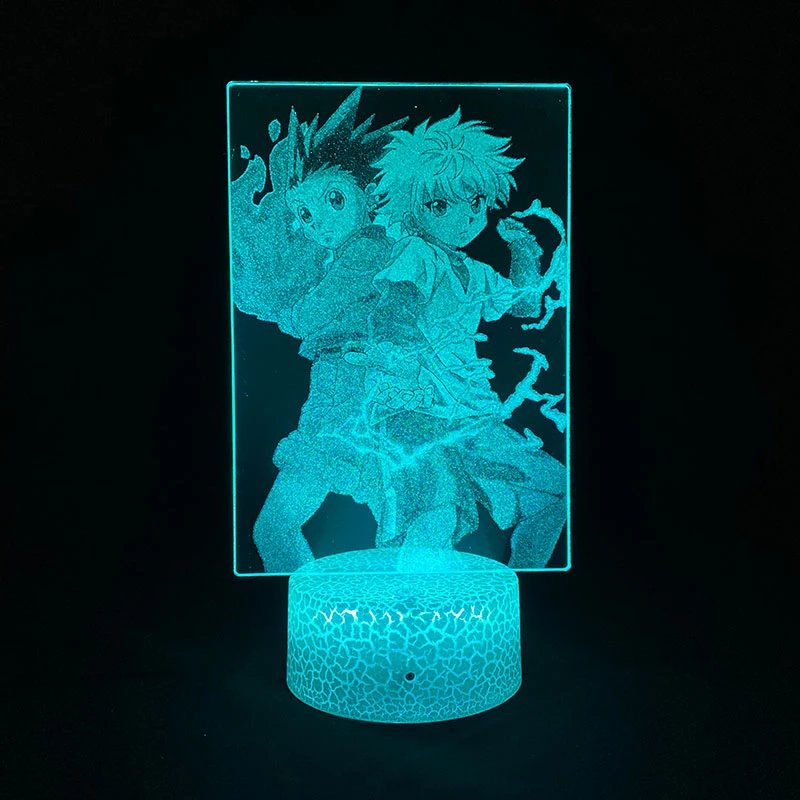 Japan Anime Hunter Hunter Gon Freecss And Killua Zoldyck Group Photo 3d Picture Lamp Alarm Clock Base Acrylic Matte Fans Around Novelty Lighting Aliexpress