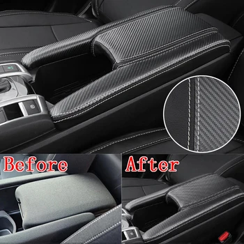 

Cover Cover Trim For Honda Civic 2016-18 Armrest Box Carbon Generation PU-Leather Console Box Trim Interior Fiber Accessories