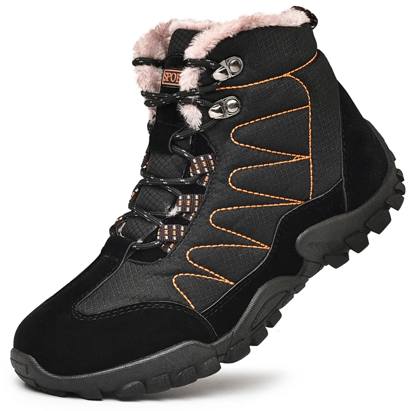 

Boots Winter Men's Warm Outdoor Non-slip Waterproof Ankle Snow Boot Thick Plush Rubber Work Men Safety travel hiking Male Shoes
