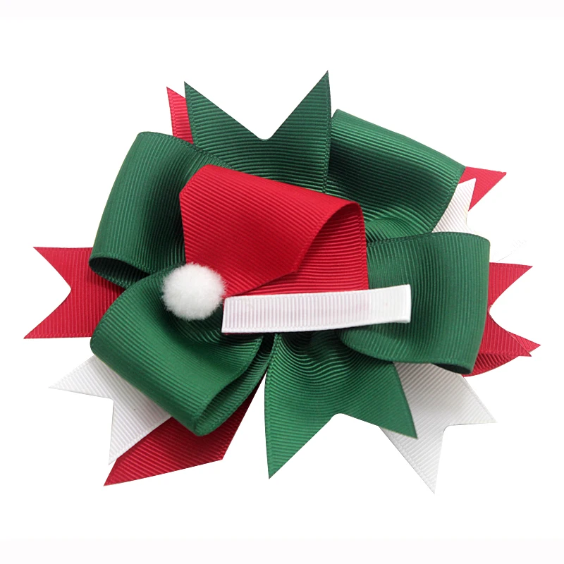 5 дюймов ручная работа Рождественская шляпа банты для волос одноцветные резинки
