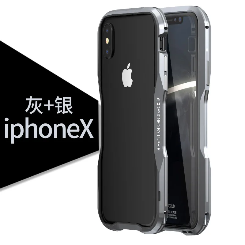 Металлический Чехол-бампер для iPhone11 Pro XS max, чехол с алюминиевой рамкой, жесткий защитный чехол для iPhone X R 7 8 Plus, чехол-бампер iphon - Цвет: grey silver