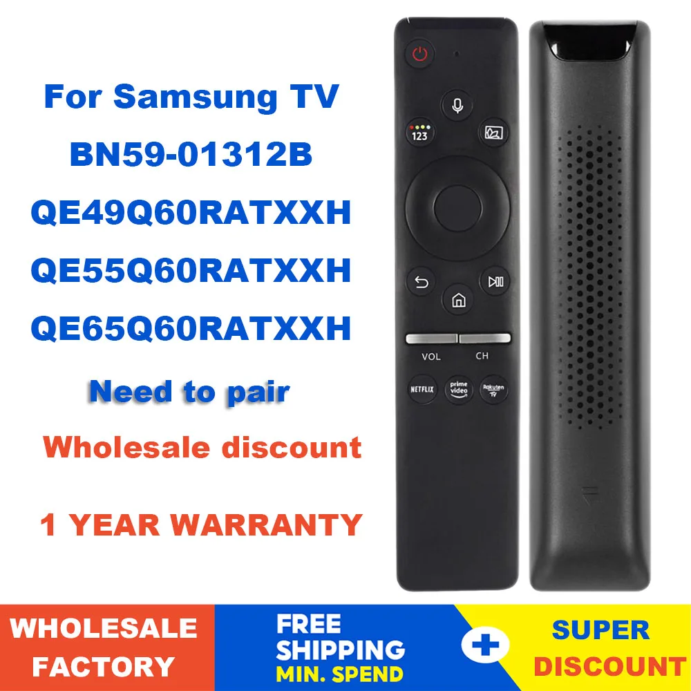 

New BN59-01312B Voice Bluetooth Remote Control For Samsung Smart QLED TV E43RU7406U QE43Q60RALXXN QE65Q70RATXXC QE49Q60RAT