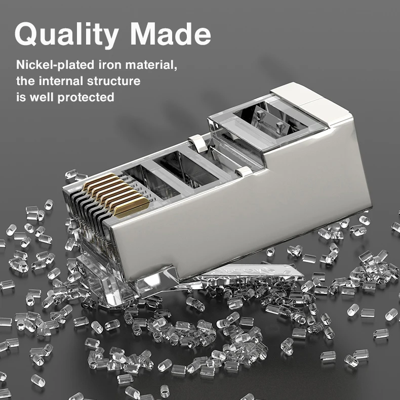 Ampcom-blindado Modular Plug Connector Conectores Rj45 Crimp End Cabo Ethernet 50sensibilidade Cat6 8p8c 8p8c - Imagem 6