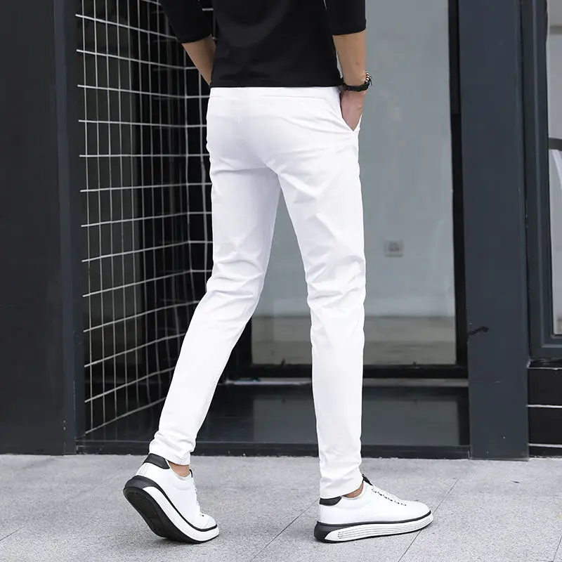 Men's Pure White Pants Slim Fit Business Pants for Men Suit Pants Ankle Length Summer Autumn Formal Leisure Suit Trousers  L79 4