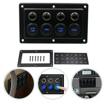 

1 Set Switch Panel 4 Position Single Touch 12-24V 4 Gang 4 Way Panel Switch For Cab Trailer Vehicle Yacht Caravan Car