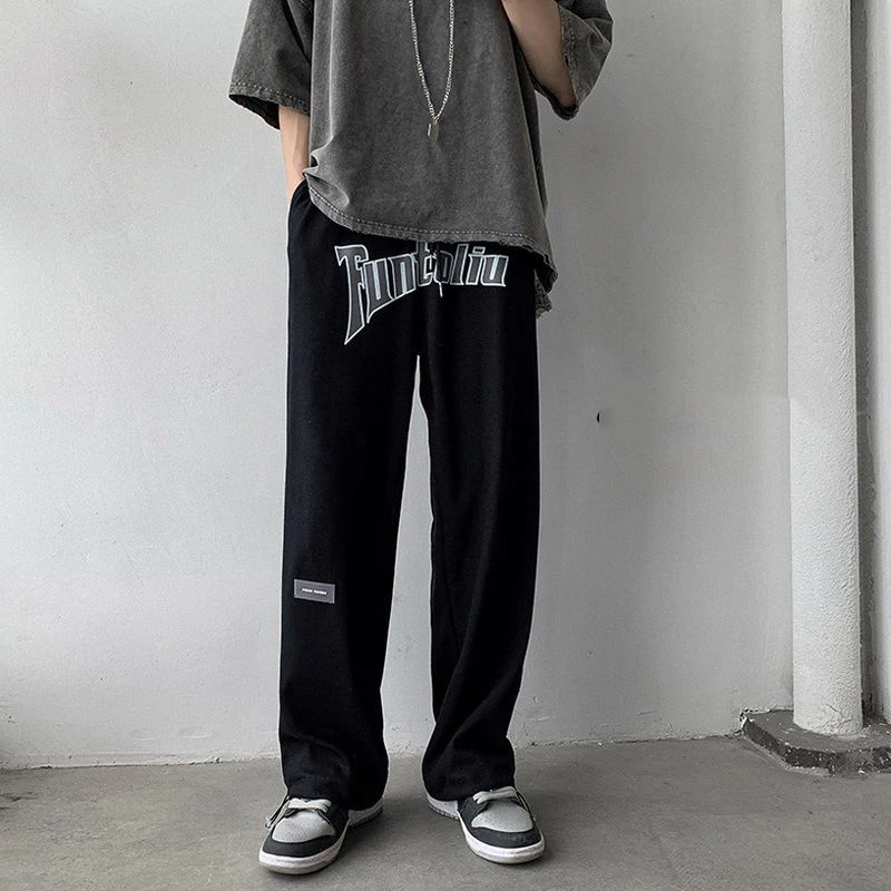 Pantalones de chándal deportivos informales Harajuku para hombre, ropa calle para correr, monopatín, ropa técnica, negro, gris y blanco|Pantalones informales| - AliExpress
