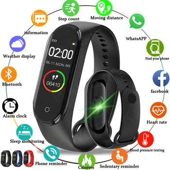 

2020 M4 Fitness Bracelet Smart Watch Band Trcker Sport Pedometer Heart Rate Blood Pressure Smarthwatch For Women Men Wristbands