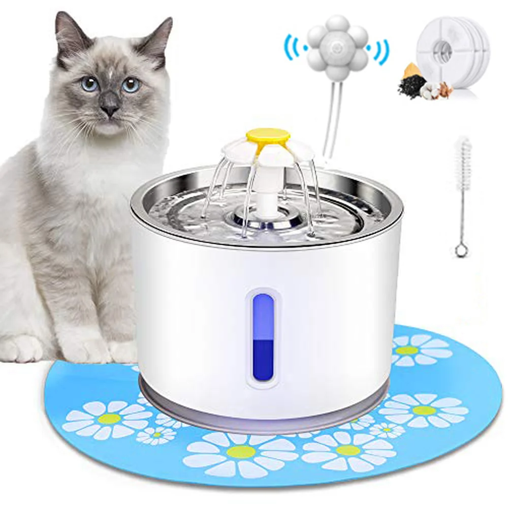Automatic Pet Cat Water Fountain 2.4L Quiet USB LED Dog Drinking Fountain Cat Drinker Feeder Bowl Pet Water Fountain Dispenser