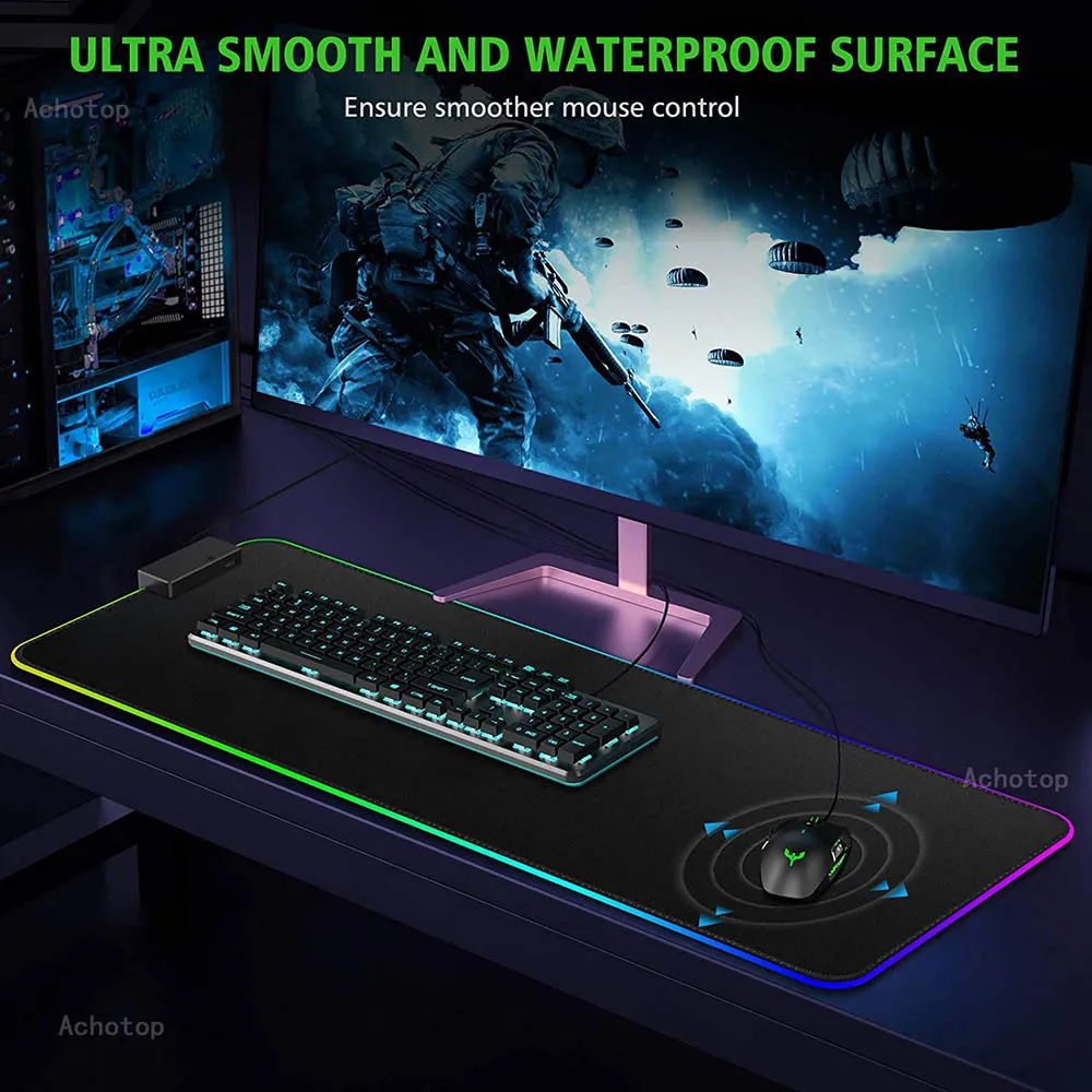 Tapis de souris RGB à éclairage LED, grand format, pour jeu Gamer ASUS  Redragon, ordinateur de bureau, CSGO