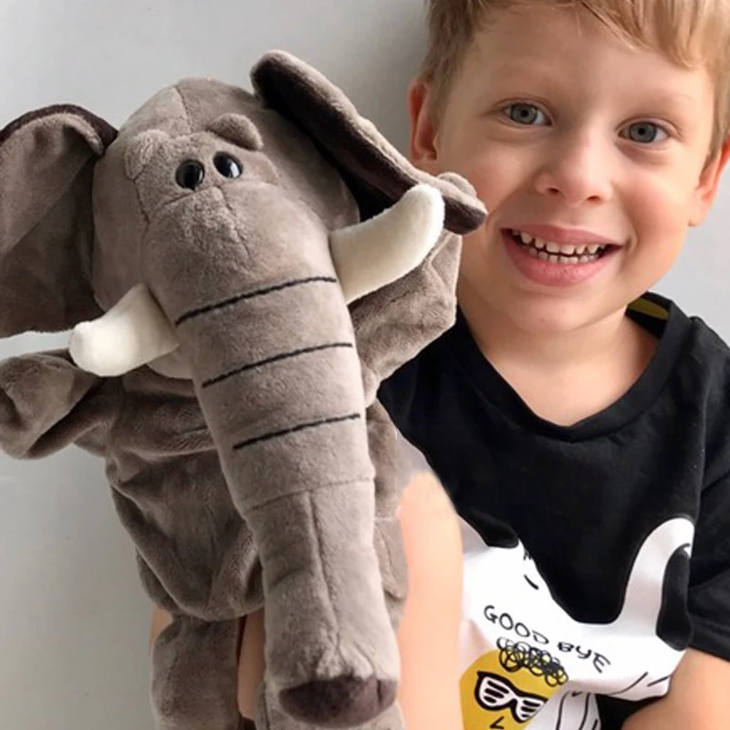 

Animal Hand Puppet Cute Cartoon Elephant Plush Toys Doll Parent-Child Game Kindergarten Story-telling Props Finger Doll Baby Toy