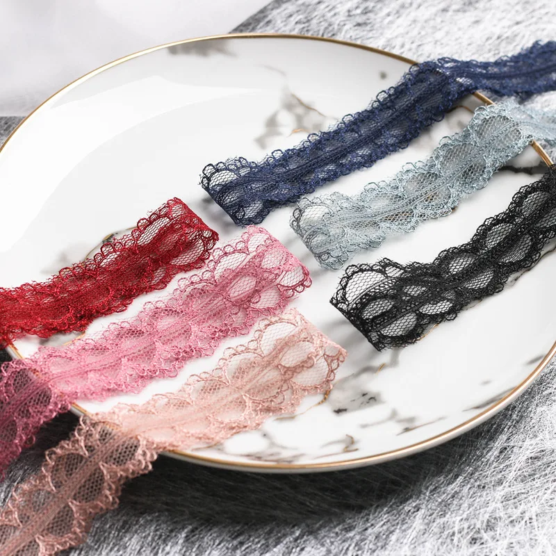 

High Quality 400 yards Lace Ribbon Tape Embroidered Width 25mm Fancy Korean Design Flower Pattern For Handicrafts French Lace