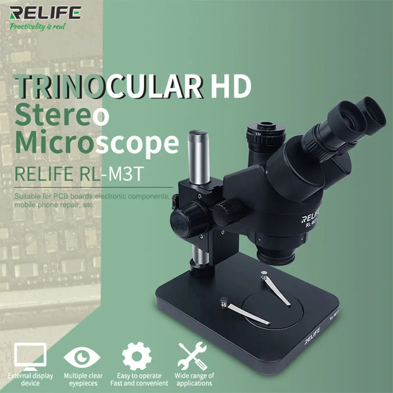 US $188.98 Relife Trinocular Stereo Microscope 07 45x Continuous Zoom Microscope With Camera For Phone Pcb Electronic Repair Device Rl M3