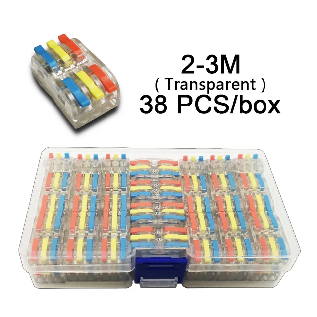 Mini Fast Boxed Wire Connector 2-2M DF-42/62 Compact Conductor Spring Wiring Connector Conductor Push-in Terminal Block 2-3M T 38PCS