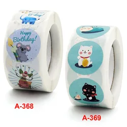 500 Pieces of Happy Birthday Stickers for Kids Reward Sticker 8 Pattern Cute Face Toys Bullet Journal Animal Cat Raccoon Sticker