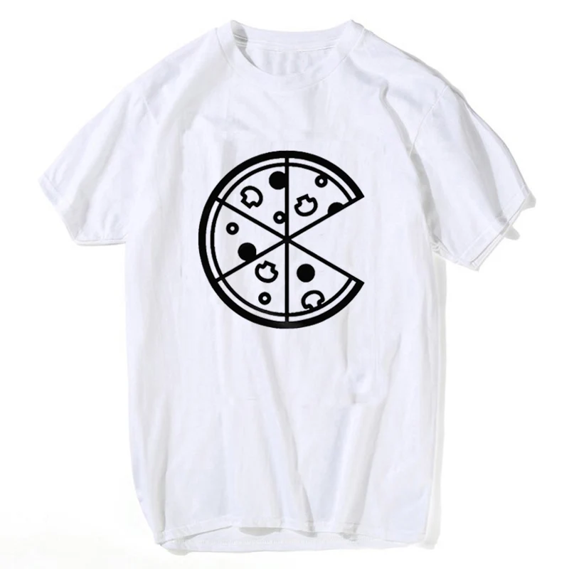 Новое поступление, модная женская и мужская футболка с принтом пиццы, забавная футболка, Женская свободная летняя футболка для пары, футболка для влюбленных - Цвет: QL146-Mwhite