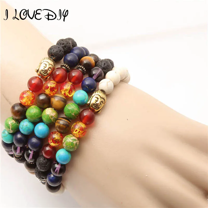 7 Chakra Bracelet Men Black Lava Healing Balance Beads Reiki Buddha Prayer Natural Stone Yoga Bracelet For Women 2020 Newst