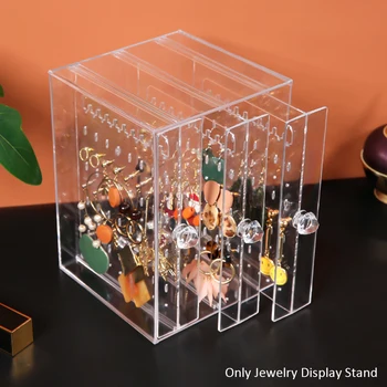 

Rings Earring Holder PS Space Saving Freestanding Gift Pull Type Jewelry Display Stand Large Capacity Bracelets Necklaces