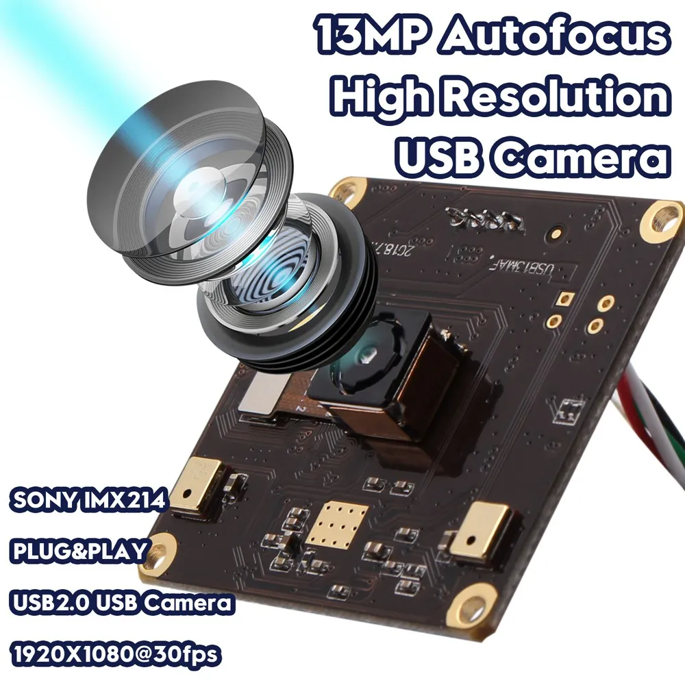 ELP 13MP IMX214 3840*2880 4K USB камера MJPEG YUYV Автофокус UVC плата камеры для Android Linux Windows OS|Модули