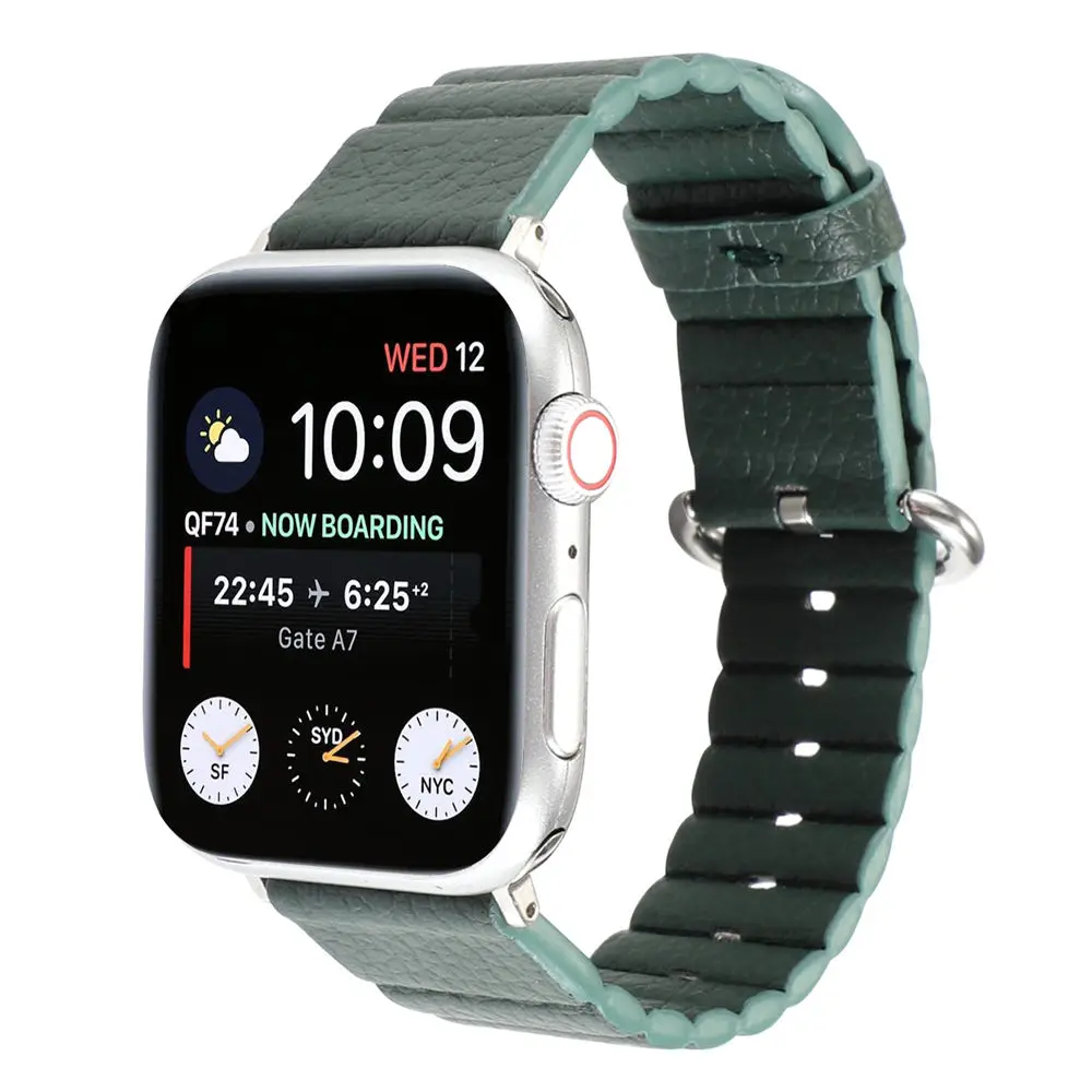 Полосатый кожаный ремешок-петля для Apple Watch серии 5 4 3 2 1 сменный ремешок для iWatch 38 мм 40 мм 42 мм 44 мм спортивный ремешок