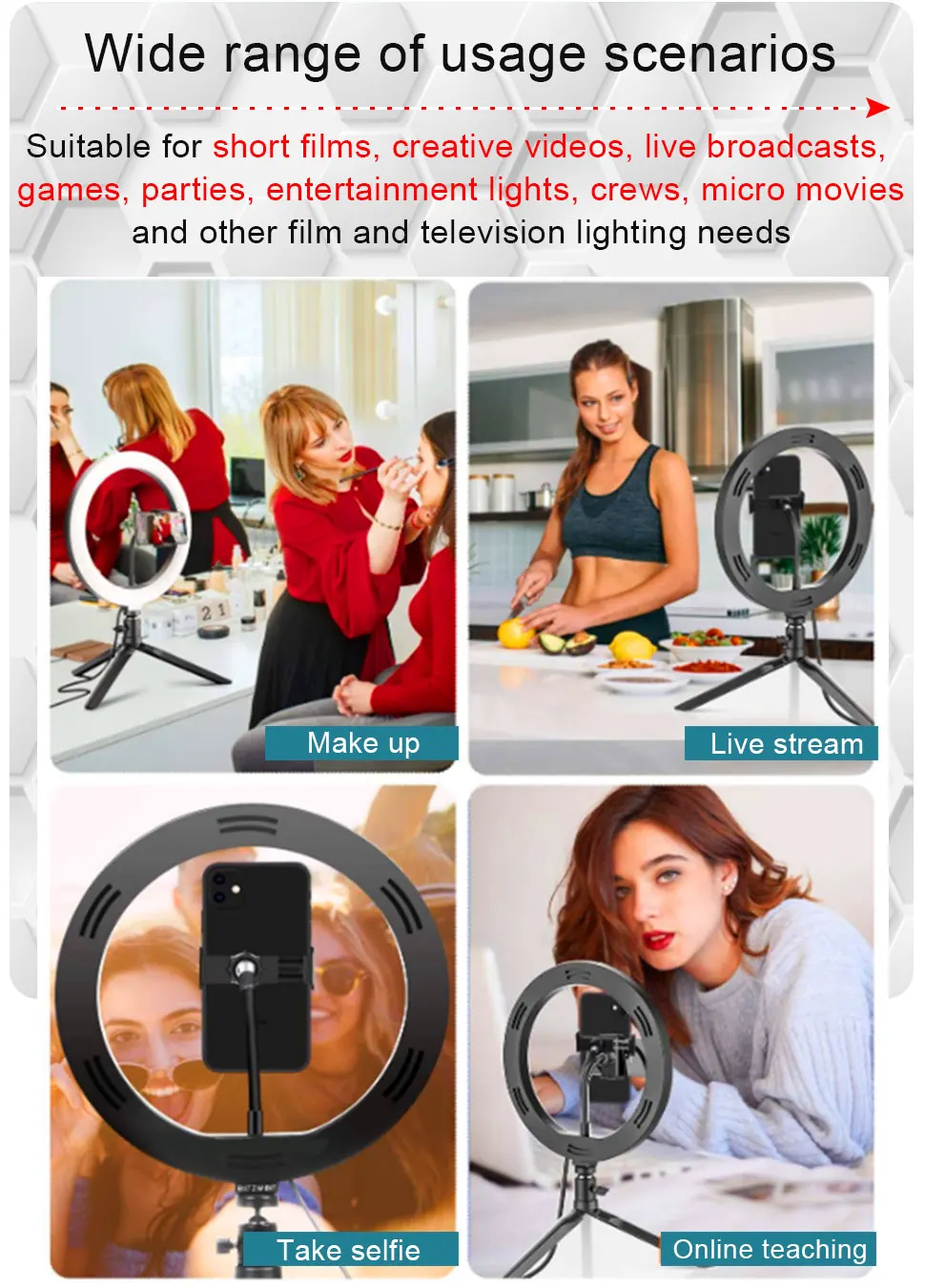 Hdf31c585a0394f01bb3b0b88f3e66134H Orsda 10-12 Inch Led Ring Light with Tripod Ring Light Selfie Ring Light RGB 26 Colors Video Light Makeup Live Video Streaming