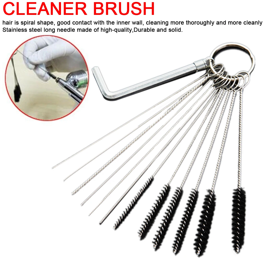 

Airbrush Spray Cleaning Repair Tool Metal Needle Brush for Body Painting Tattoo Airbrush Gun Nozzle Cleaner Tools