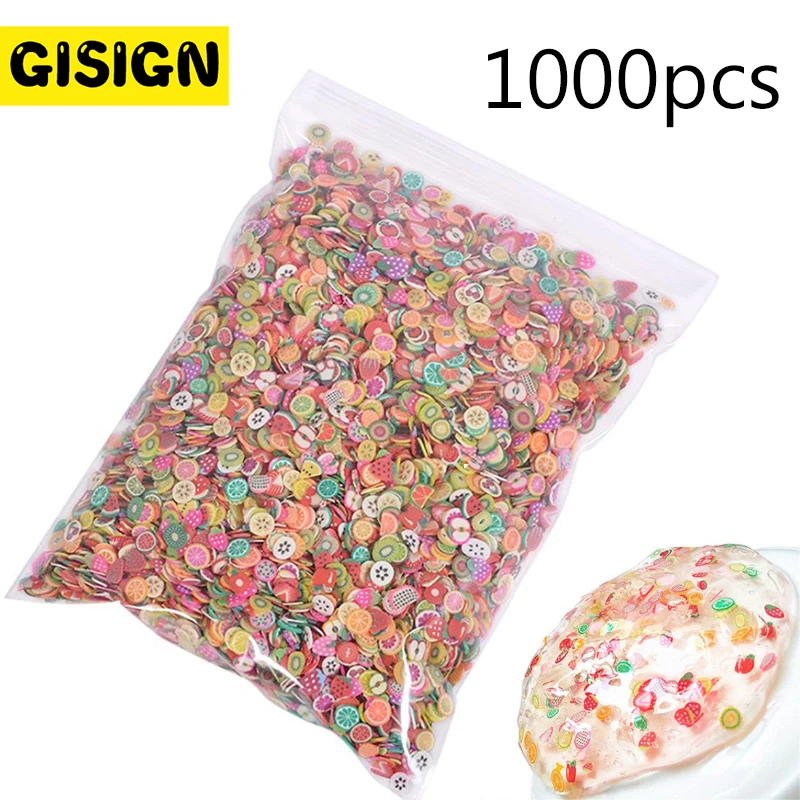 1000 pièces tranches de fruits pour Nail Art Slime Fimo Addition tout pour Slime remplissage Lizun bricolage charme Slime accessoires fournitures décor jouet